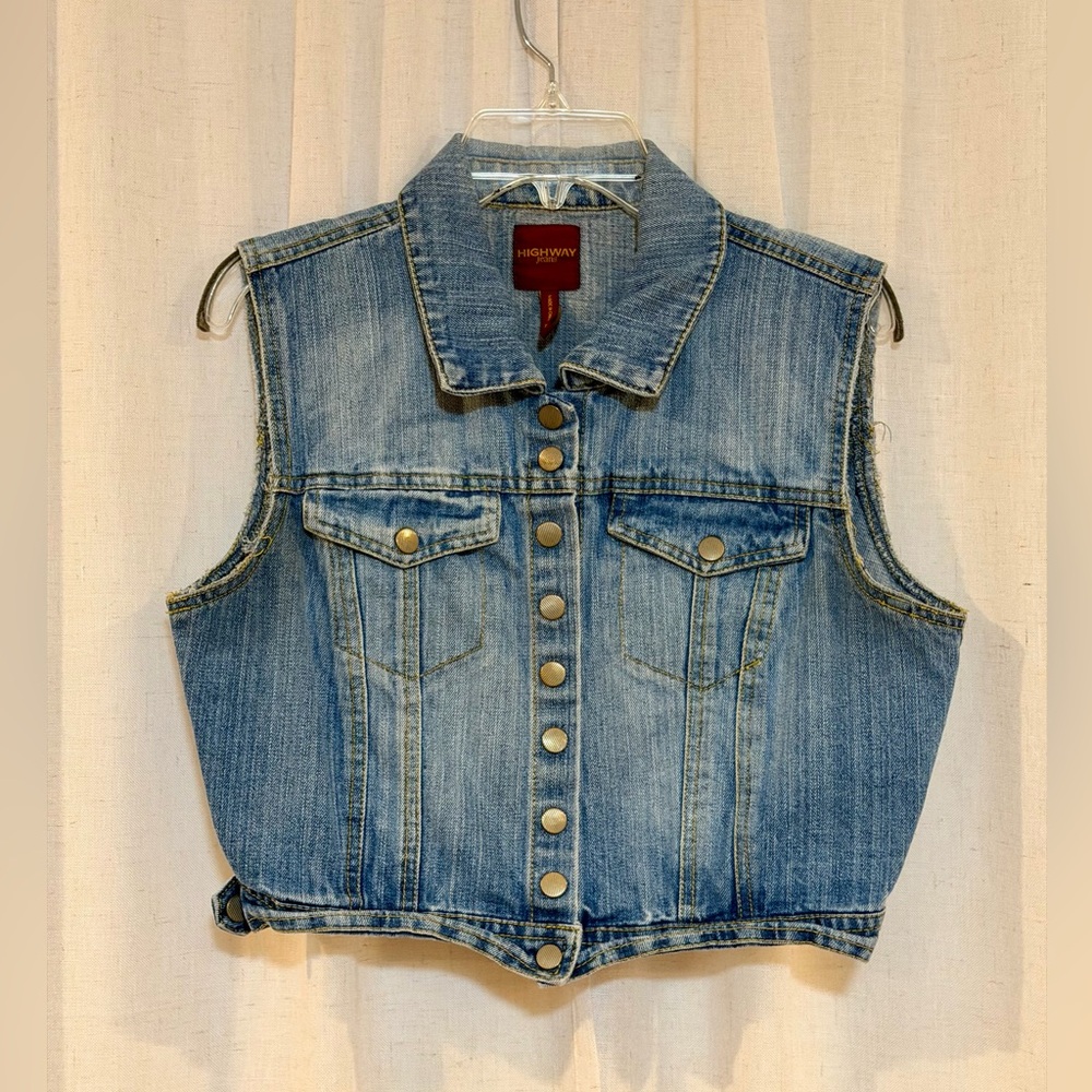 Highway Jeans Light Blue Denim Vest with Red Label